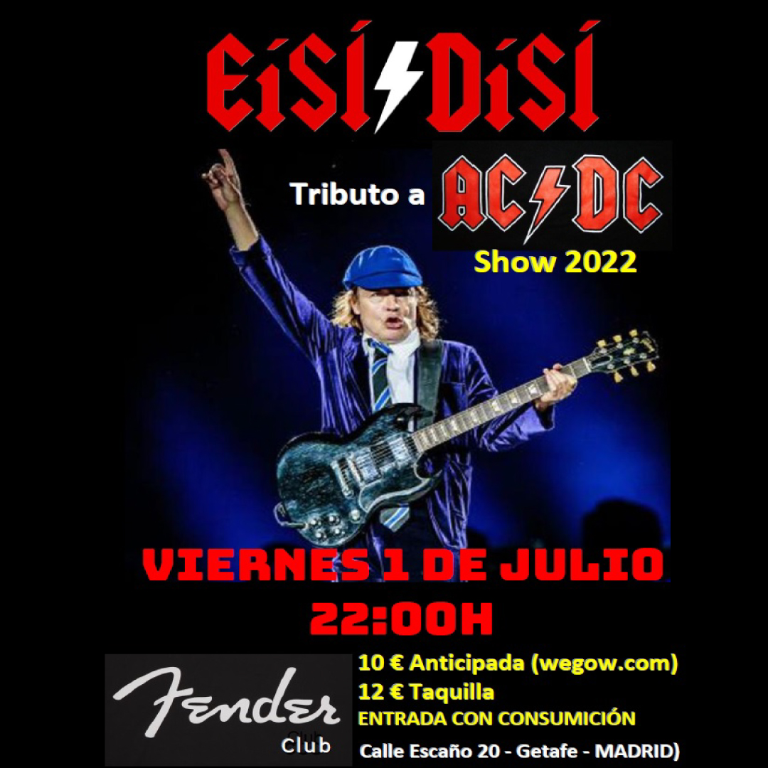 EISI-DISI en  FENDERCLUB
Viernes 1 de Julio //  21:30 h.
Anticipada 10 € (con consumición)   wegow.com/es-es/compra/e…
Taquilla 12 € (con consumición).
Fender Club  //  C/ Escaño, 20  //  Getafe
+ info: fenderclub.es