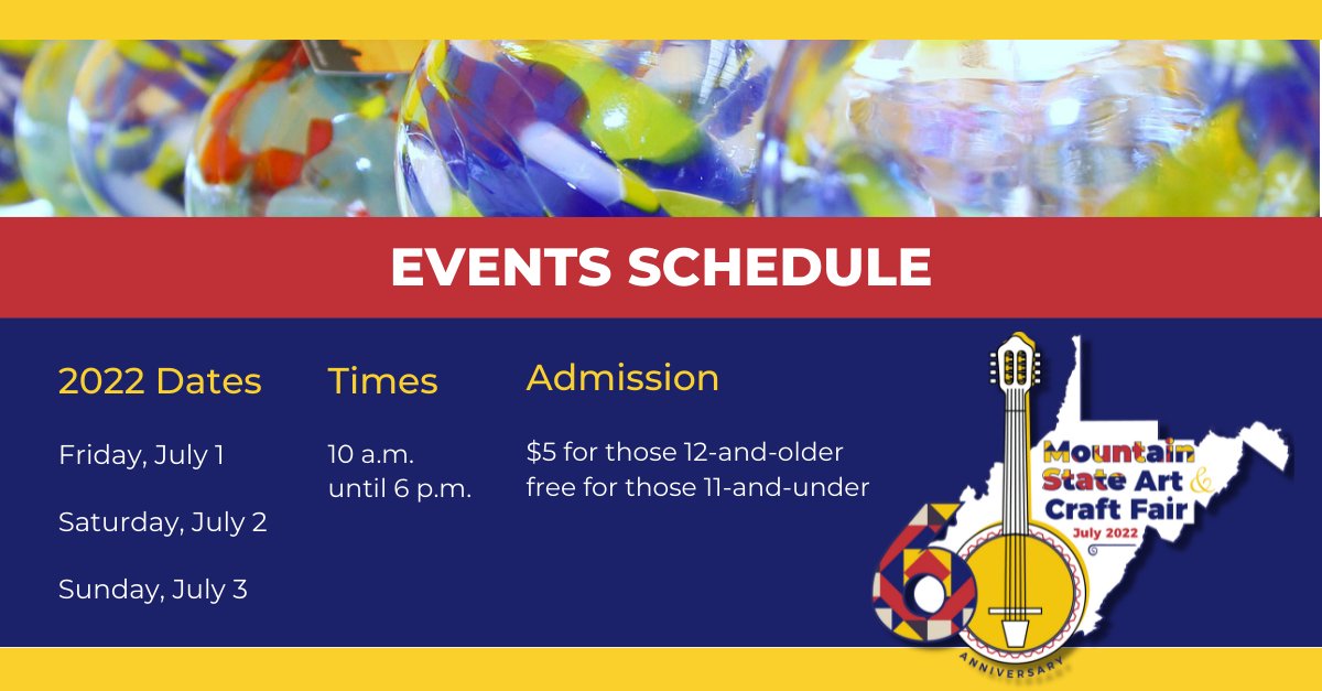 WVMSACF's tweet photo. 👉 Take a look at this detailed schedule Saturday, July 2 - Celebrating Youth Day at the 60th Mountain State Art &amp; Craft Fair!  🎨 https://t.co/FIb7XrVvRj