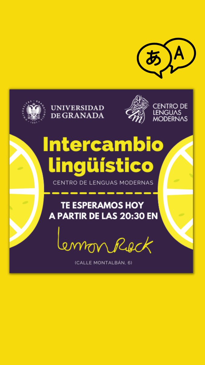 LUNES 27 20:30h Intercambio de idiomas. La forma más divertida de practicar, de manera distendida, cualquier idioma con gente nativa. @clmgranada