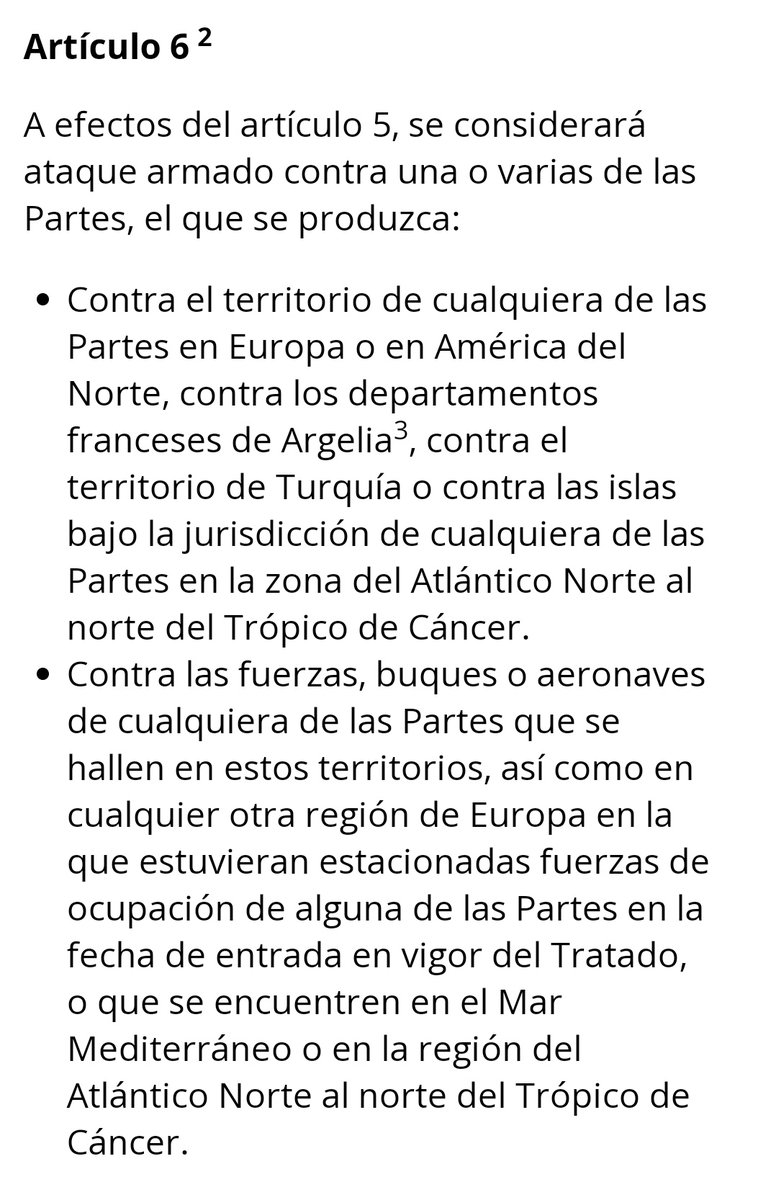 ⛔ BULO de <a href="/el_pais/">EL PAÍS</a>. "La OTAN protegerá por primera vez a Ceuta y Melilla".

❌ FALSO: El máximo responsable de la OTAN lo ha desmentido, recordando que el Tratado de la Alianza Atlántica (artículo 6) no incluye a estas ciudades.
nato.int/cps/fr/natohq/…