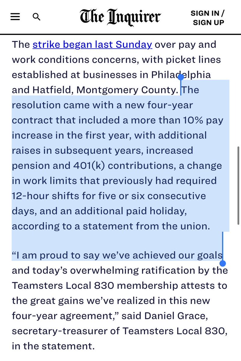 ICYMI - #Teamsters Strike Victory!

Congratulations to Local 830 beer drivers in Philadelphia who won a strong contract this weekend after 6 days on strike, with big pay increases and other improvements! #1u ✊✊✊ https://t.co/fdtgKay63O