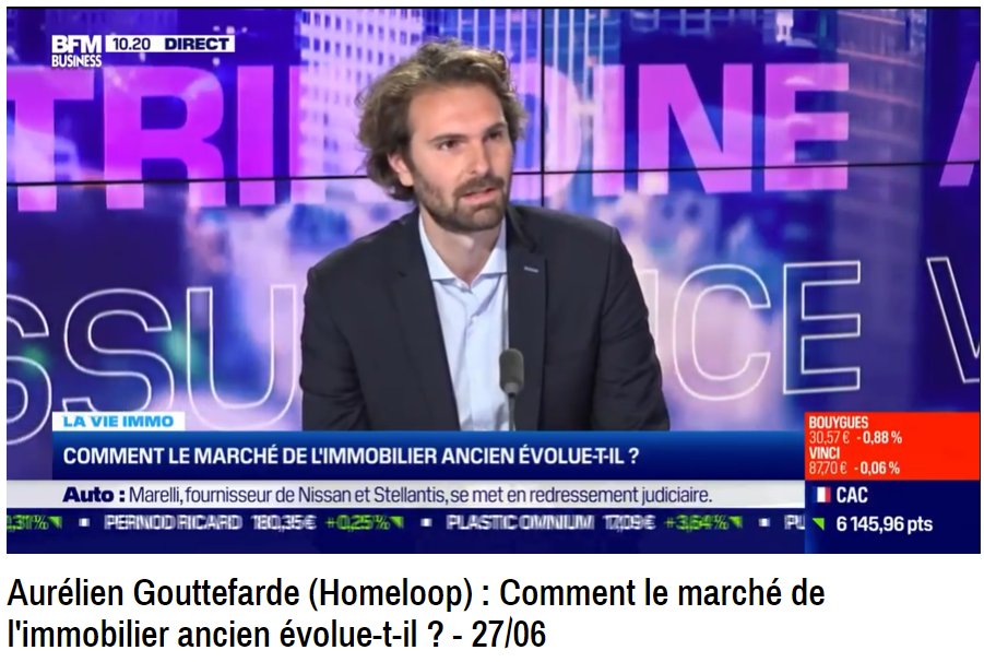 On démarre la semaine avec un plateau télé 😉. Notre président, <a href="/AGouttefarde/">Aurélien Gouttefarde</a> était ce matin sur <a href="/bfmbusiness/">BFM Business</a> pour répondre aux questions de @mariecoeurderroy et <a href="/Cedric_Decoeur/">Cédric Decoeur</a> 🎙️. Pour tout savoir sur homeloop et le marché #immobilier, c’est par ici 👉 vu.fr/VoSw