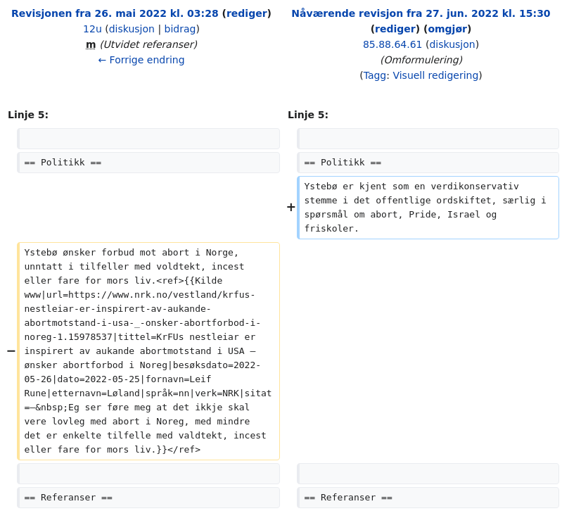 wikistorting's tweet photo. Wikipedia-artikkelen Joel Ystebø ble anonymt redigert fra Stortinget https://t.co/tGE92GM2IE https://t.co/N98hxelCLC