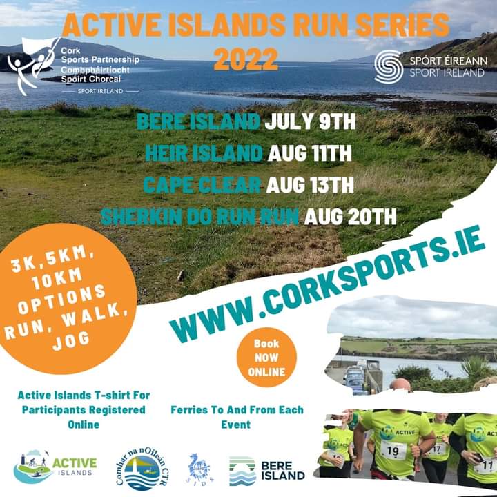 CorkSports's tweet photo. 🎯 West Cork Islands Run Series 2022 🎯

The #ActiveIslands Run series is back for 2022 following a 2 year break🏃

✅Bere Island Mid Summer Run
✅Heir Island 5K
✅Cape Clear 5k
✅Sherkin Island Do Run Run

More info 👇
🎫https://t.co/Pc9Wk2ET3p

#ActiveCork | #WestCorkIslands https://t.co/rha01FdBXC