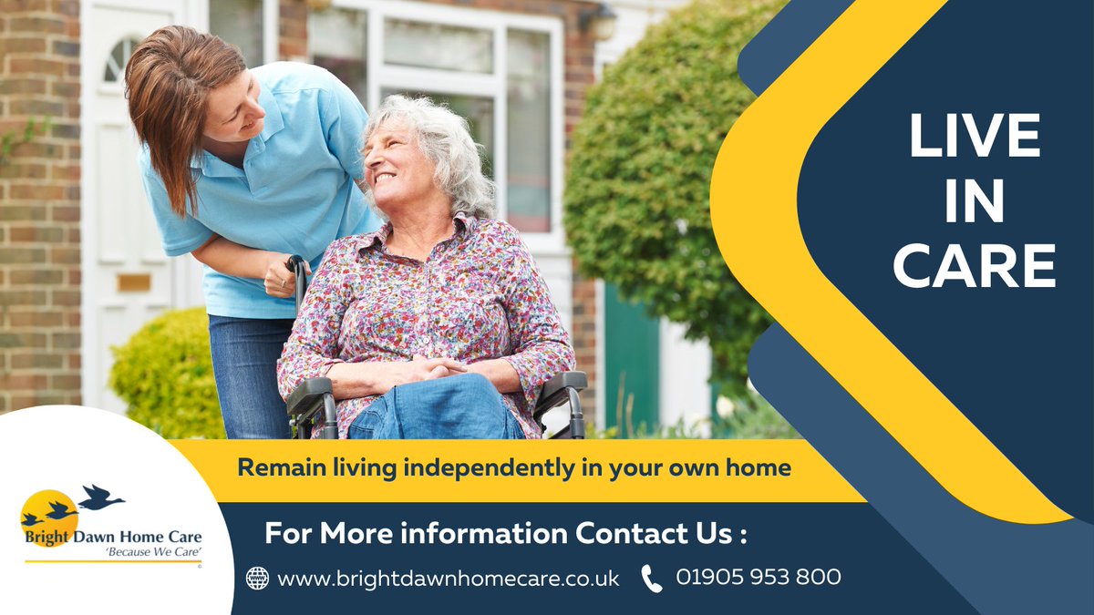 Bright Dawn Home Care offer live-in care services across the Midlands including Worcestershire. Our highly trained Care Assistants will enable you to continue to live independently in your own home and with your normal routine. 
Talk to us on 01905 953 800 #worcestershirehour