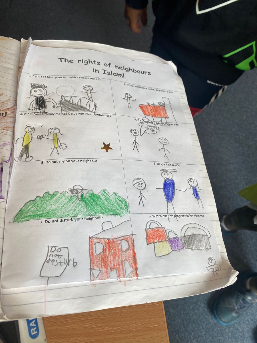 FEC_Academy's tweet photo. This week AD explored the rights of neighbours in Islam. The children expressed their thoughts through drawings and wrote sentences about different scenarios! https://t.co/FCaecHYa9u