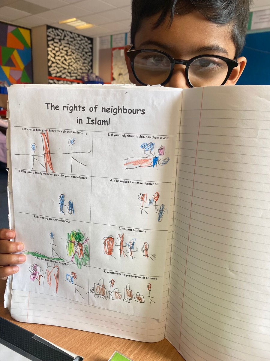 FEC_Academy's tweet photo. This week AD explored the rights of neighbours in Islam. The children expressed their thoughts through drawings and wrote sentences about different scenarios! https://t.co/FCaecHYa9u