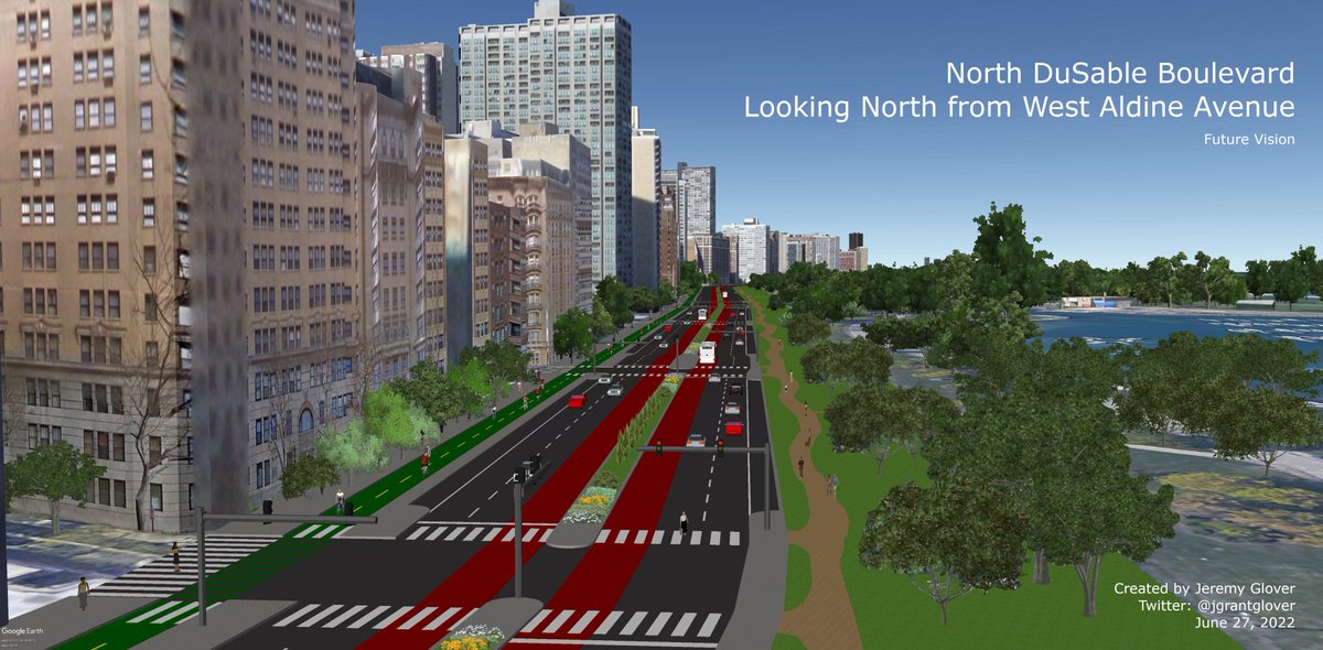 JGrantGlover's tweet photo. Opportunities to take bold steps toward the future don’t come often. North DuSable Lake Shore Drive is being redesigned, and the options under consideration would lock the lakefront into another century where cars come first and people come second. I offer a different vision. https://t.co/mEpngypWWZ