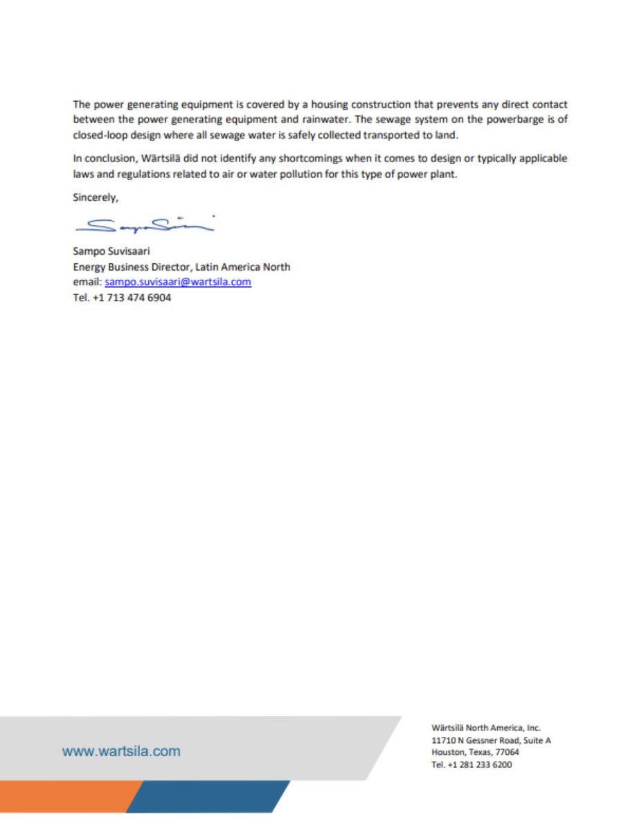 ArmandoGRodrigz's tweet image. Esta carta de certificación, cuya traducción hemos incluido, de Wärtsilä, el fabricante de Estrella Del Mar II, presenta los datos que sustentan el cumplimiento de ésta con todas las normas locales e internacionales aplicables a su operación y lo garantiza. #RioOzama #INSAPROMA