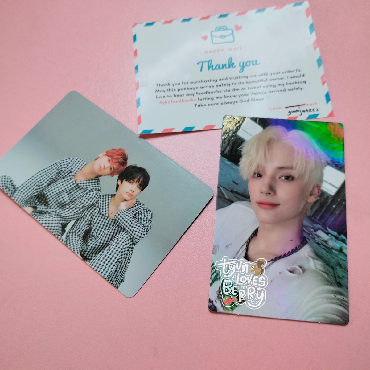 tyunlovesberry's tweet photo. 💌 ꒱ #eyprilberrybuys ꒰
✧ #ykcfeedbacks ✧
tysm po @gumjuneezcart 🤩
hyuka arrived already! thank u also for the tyunning freebie hihi 🤭
sorry din for the late feedback hehe https://t.co/J9Zt1lkzLf