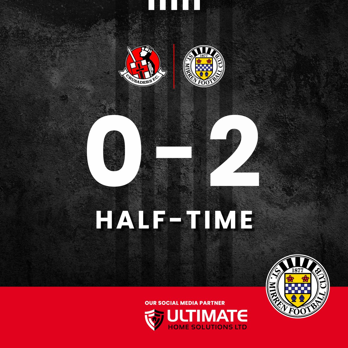 saintmirrenfc's tweet photo. HALF-TIME: Crusaders 0-2 St Mirren. 

Goals from Jamieson and O'Hara have us ahead at the break.

#OurStMirren #COYS https://t.co/ZZ9jhXRw0p