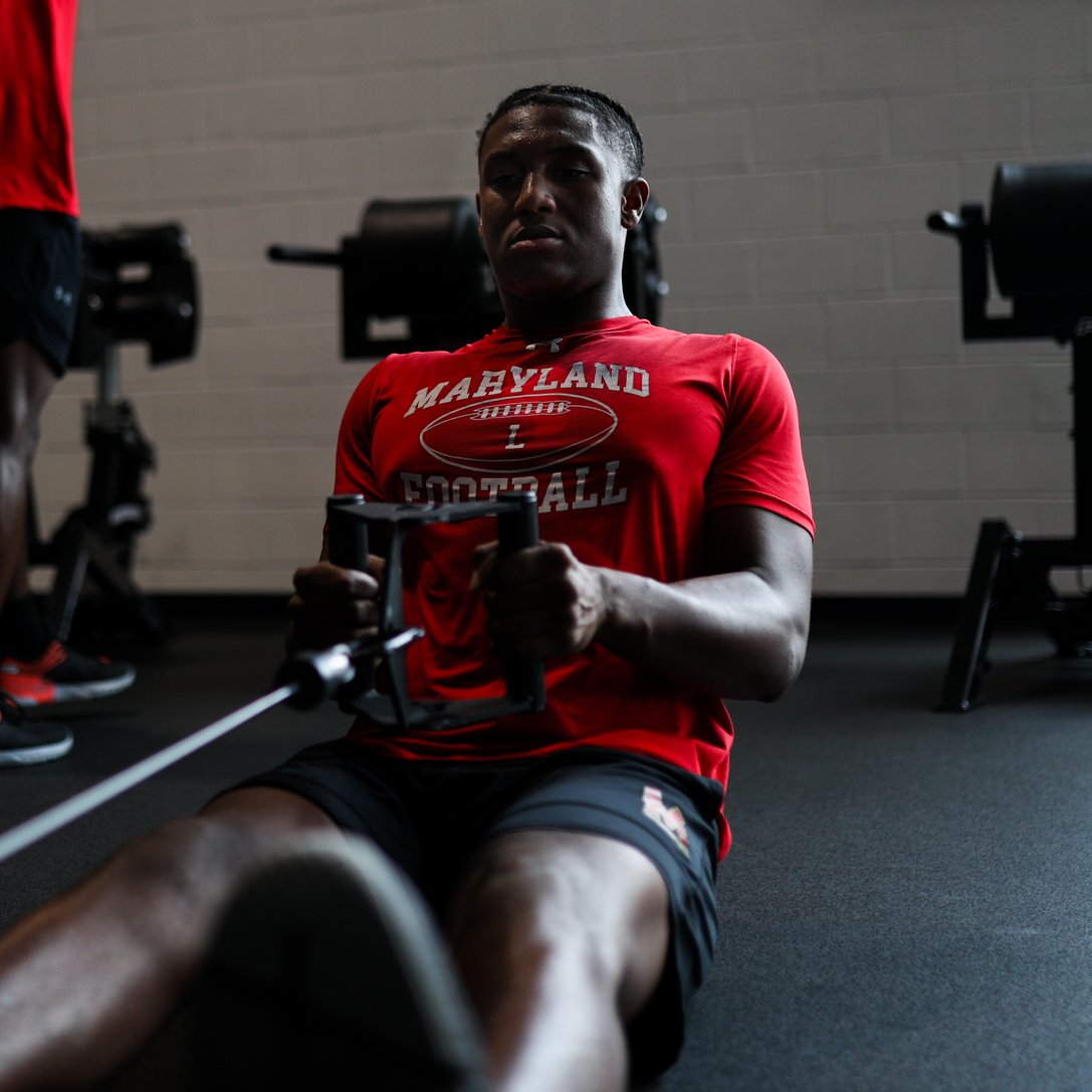 TerpsFootball's tweet photo. The weight of our world 💪 

#TBIA https://t.co/1SiNIvj8cf