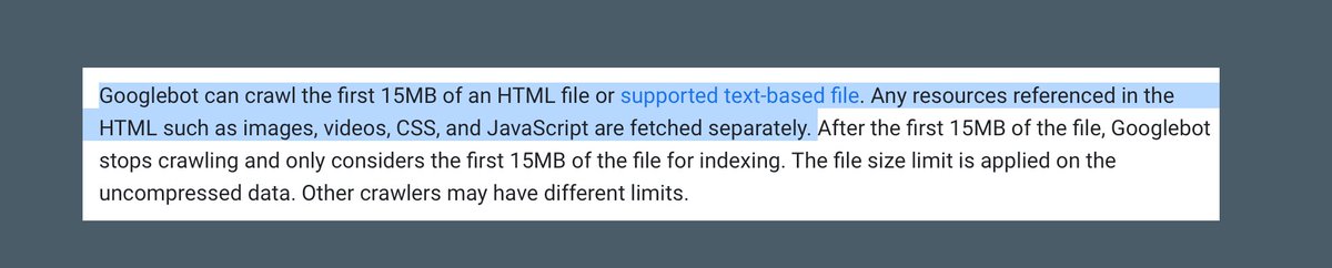 schachin's tweet photo. .@JohnMu @g33konaut I am really confused about this... it sounds like it is referring to SOLELY the HTML code here which makes no sense to me because I could not create a 1mb file of HTML code let alone 15MB, so what am I missing? 🙂

https://t.co/eZs034AUzi

#SEO https://t.co/EJgBz9kFYz
