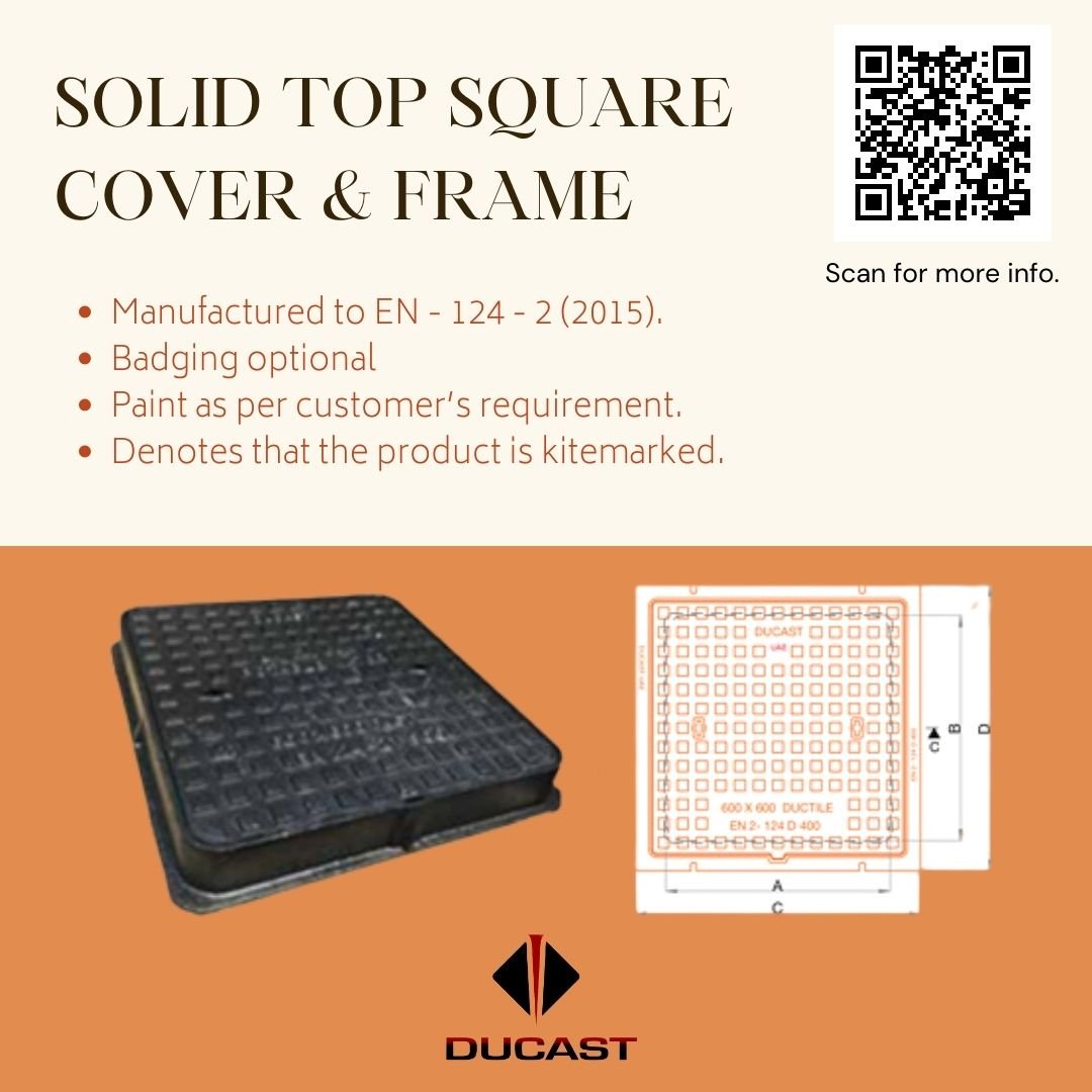 ducastfactory's tweet photo. Class B-125 (12.5 Tons) Pedestrian to F-900 (90.0 Tons) #Airport Type Solid Top Ductile Iron #AccessCovers and Frames. 🚛✈️
Scan QR 📷 to check out the available range of sizes, OR just forward your inquiry at info@ducast.com 👈
https://t.co/WcouBpOUb9 ✅
#ducastuae #solidtop https://t.co/u28pd8v8xI