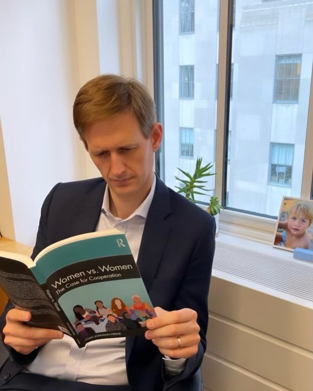 JohnsonFreese's tweet photo. Who is this handsome man intently reading my book? My son @JohnFreese. An ally of women even before having a wife &amp; daughter. He’s supported everything I’ve done, and written. 

Women vs. Women: The Case for Cooperation: https://t.co/Tf4ag4d3FG

#womenvswomen #ireadthebook https://t.co/DHT1DwsyDV