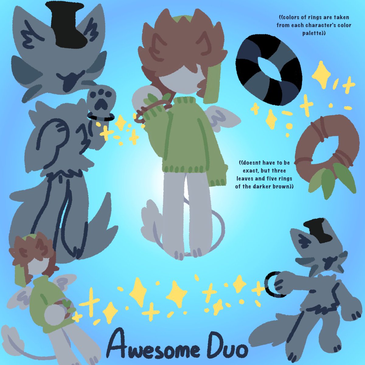 introducing,,, the awesome duo!! <a href="/Jessterer/">Jesster!</a> came up with the idea to have our anons attached with bound rings, which is super cool !