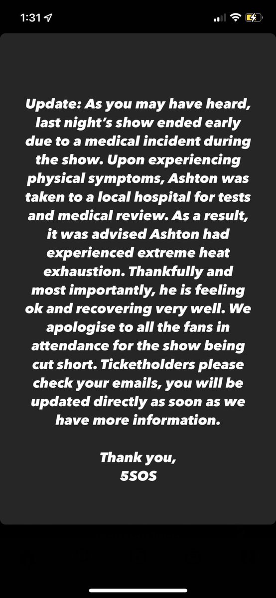 5sos statement about last night via instagram story