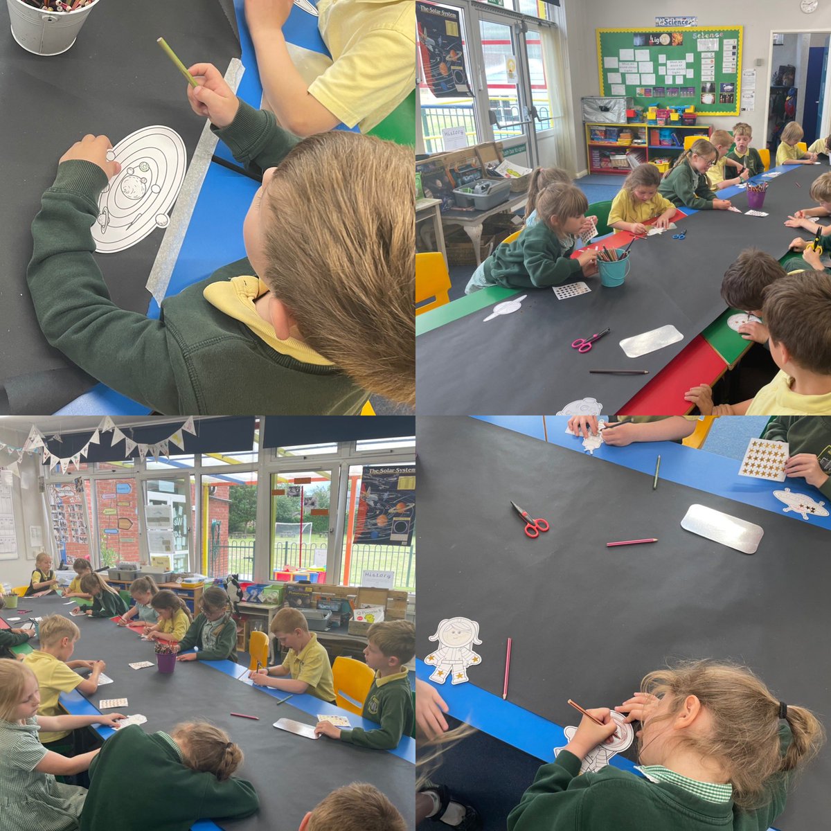 We have had a wonderful day with @starmanmick Planetarium today! We went into the dome and shared some fantastic knowledge about the moon landing. Then this afternoon, we tried astronaut food, made an amazing space collage and made moon prints in clay! 🌙 🌟 🌍