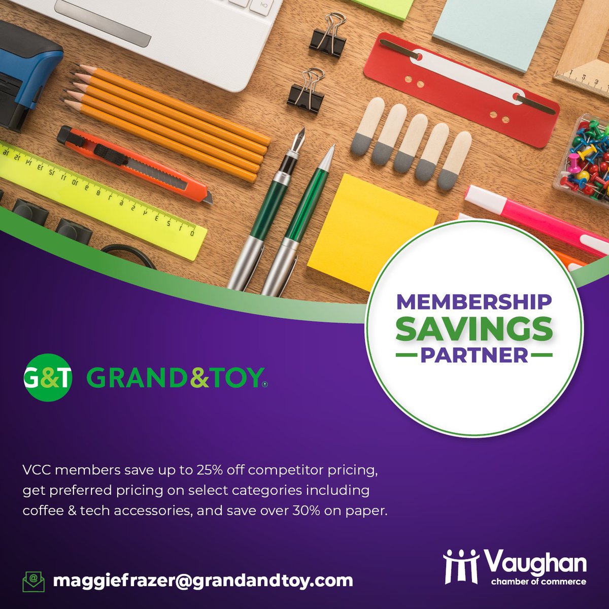 VaughanChamber's tweet photo. VCC members save up to 25% off competitor pricing, get preferred pricing on select categories including coffee & tech accessories, and save over 30% on paper.
For more information, please contact: maggiefrazer@grandandtoy.com
#GrandandToy #AffinityProgram
@grandandtoyca https://t.co/WZ9vPxRXzF