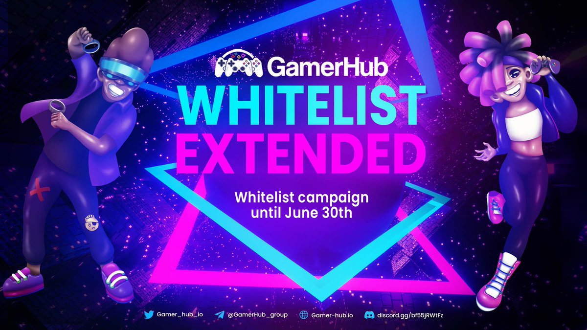 We are pleased to announce that our Pre-IDO whitelist campaign has been extended. 

The #GamerHub Whitelist Campaign will now end on the 30th of June, 2022.

To secure a spot, please visit this link :

gleam.io/LlhG3/gamerhub…