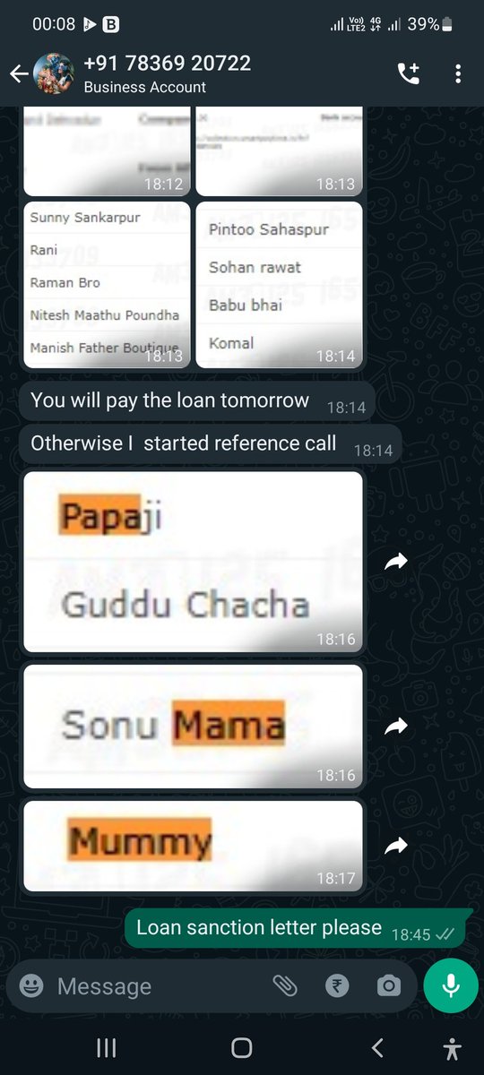 <a href="/ukcopsonline/">Uttarakhand Police</a> please help. Ye log blackmail and torture kar rhe h. Jbki aisa koi loan amount legally sanctioned hi nahi h. This is my phone number 9675477197. Please help me
<a href="/Jantaki_Aawaz/">जनता की आवाज़🕯️</a> <a href="/TelanganaDGP/">DGP TELANGANA POLICE</a> @RachakondaCop <a href="/DCP_CCC_Delhi/">Amit Kumar</a> <a href="/DCPCYBCRIMES/">DCP CYBERCRIMES</a> <a href="/Cyberdost/">CyberDost I4C</a> <a href="/Pravinkks/">Pravin Kalaiselvan</a>