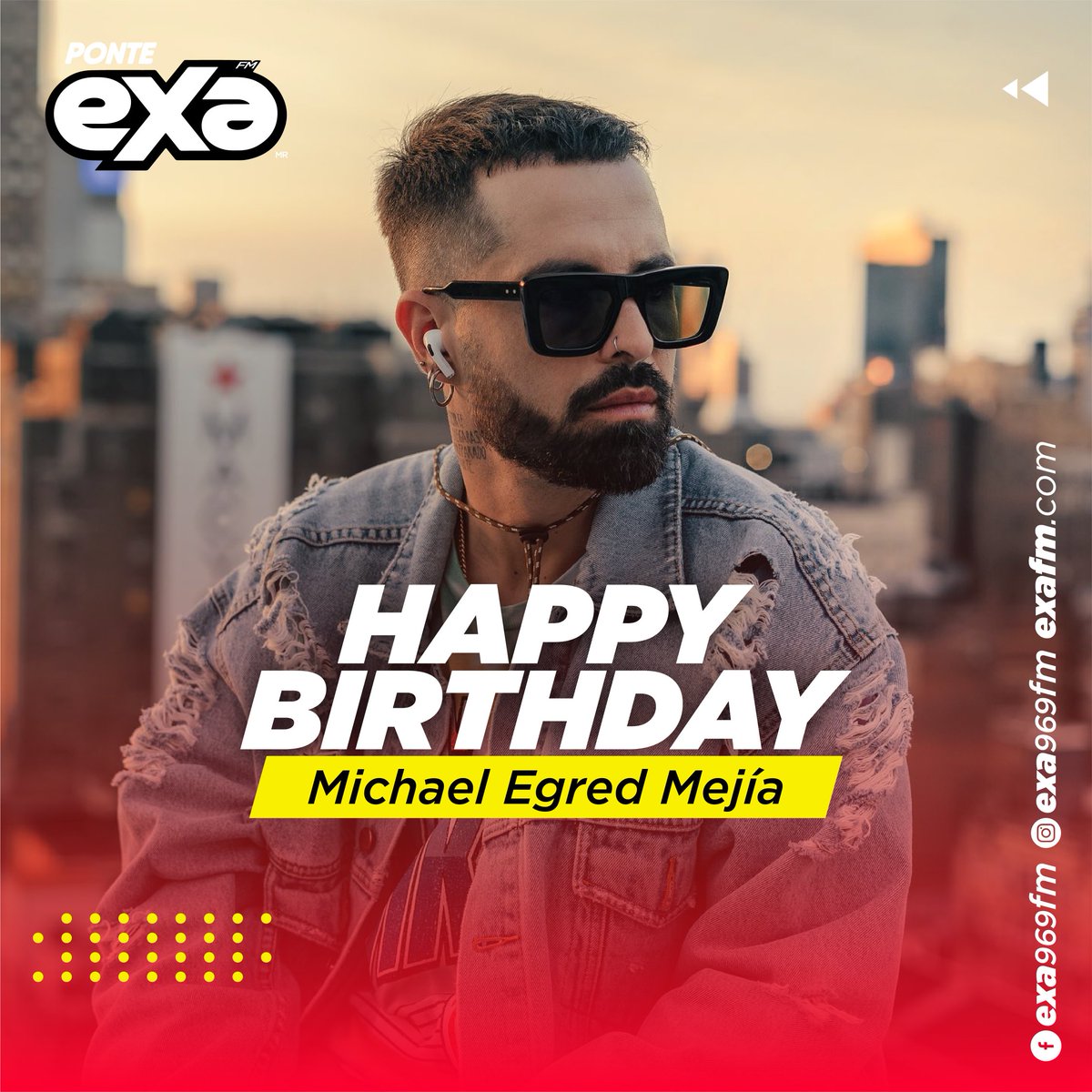 exa969fm's tweet photo. El turno le toca @MikeBahia, hoy celebra un año más de vida y le deseamos muchas bendiciones.🎊

¿Qué canción de Mike le dedicarías a esa personita? 😏

#Exafm #PonteExa #ExaRD #ExaBirthday https://t.co/NxrxqKgQD0
