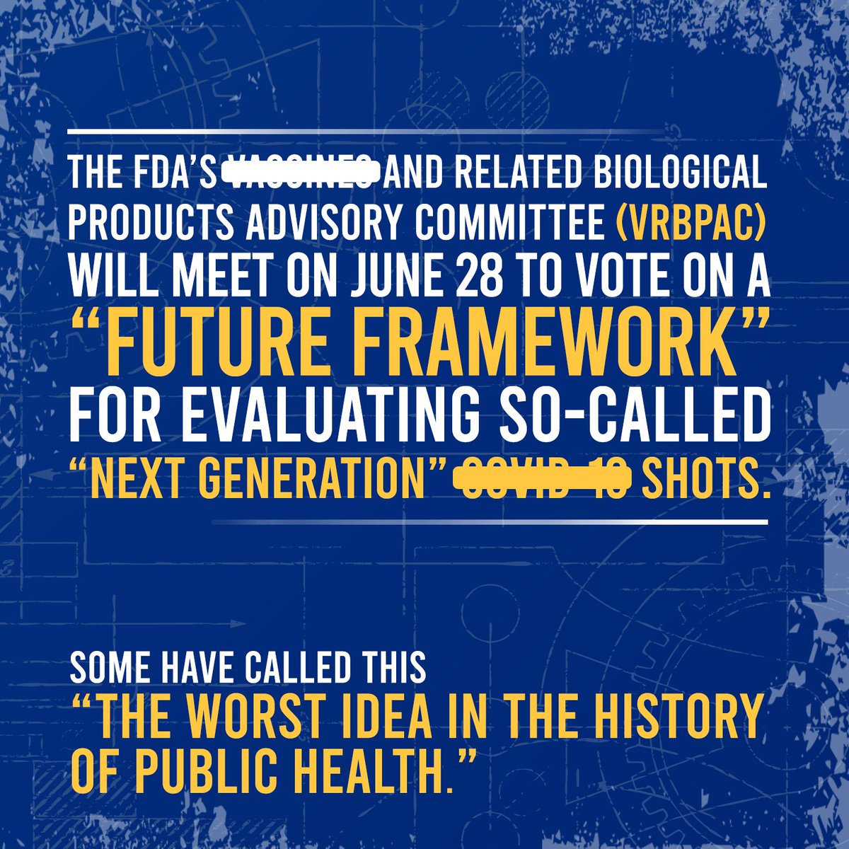 ChildrensHD's tweet photo. URGENT: Tell FDA’s VRBPAC members to vote NO on “Future Framework” tomorrow — they should NOT allow unregulated, unsafe, untested C- shots automatically pushed to market!

TAKE ACTION: https://t.co/RoRxUNlOAg

#StopTheShots #StopTheFramework #VoteNoFutureFramework 
#PharmaCartel https://t.co/48dxazeCon