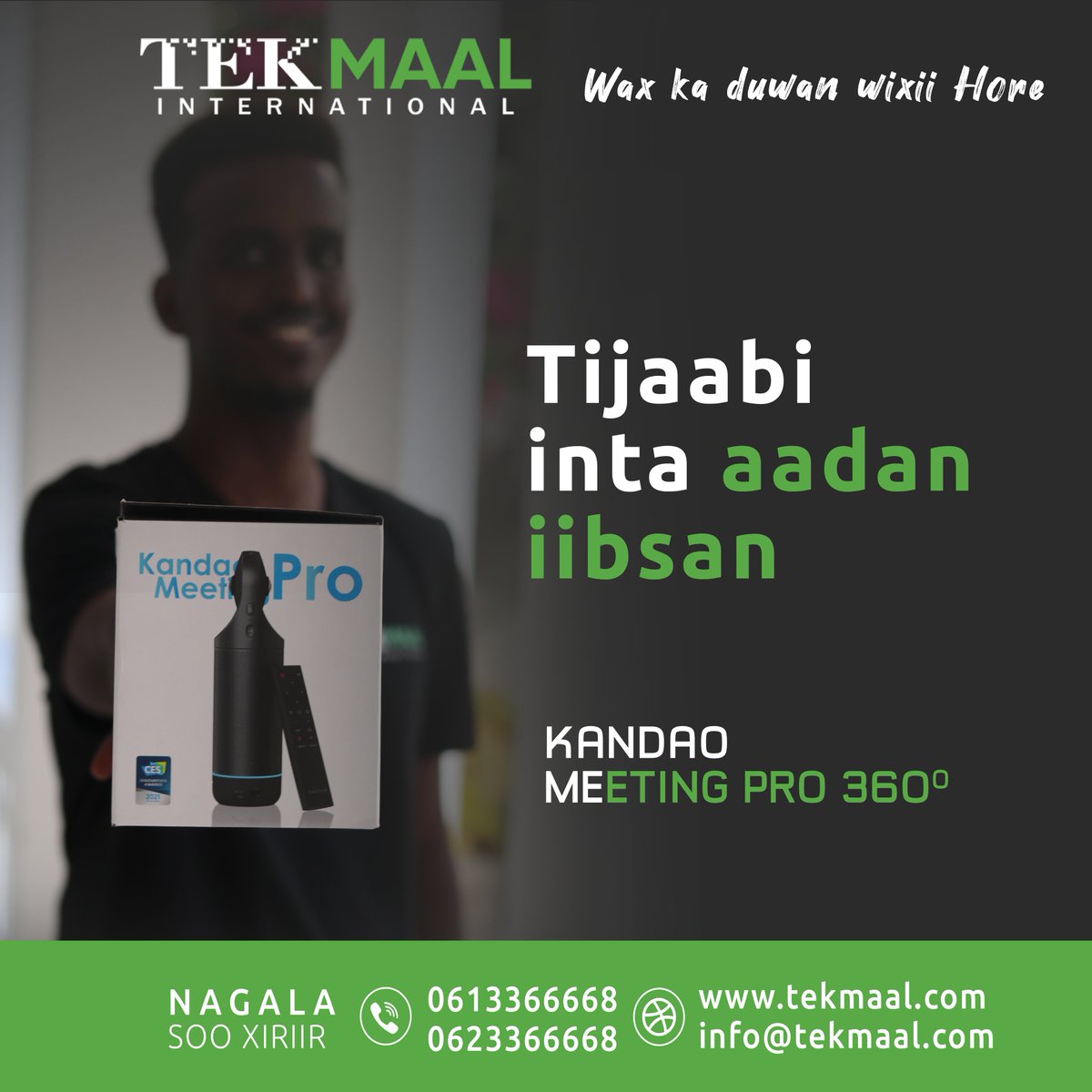 TekMaal's tweet photo. Kandao Meeting Pro 360 
agabka shirarka ee casriga 
Waxaad ka heli kartaa TEKMAAL international oo ah Shirkadda keliya ee kuu keentay dalka.

Hadda dalbo oo hadda hel
0613366668 https://t.co/yks0o3Kzzb