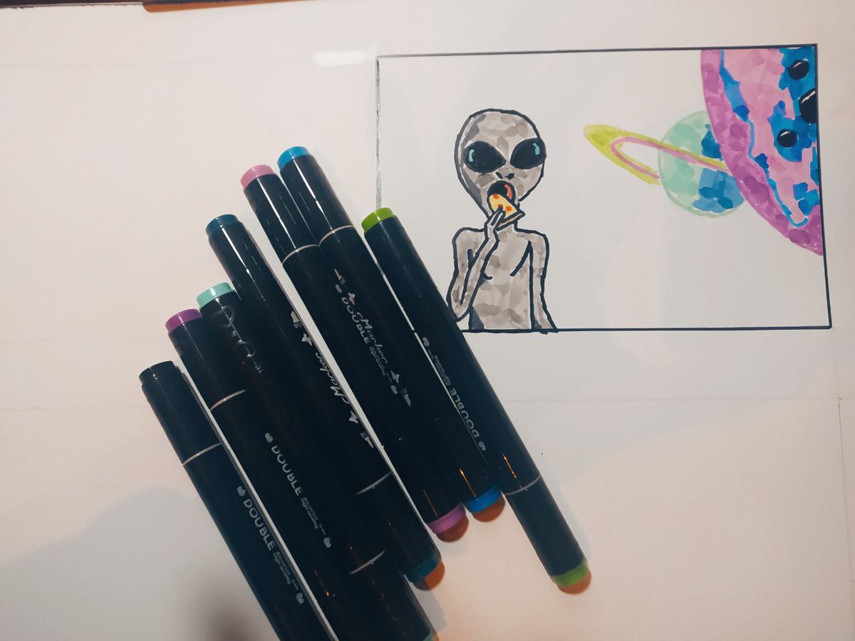 1UnknownPainter's tweet photo. Some alien inspiration.👽

#UnknownPainter #marvel #inspiration #art #picture #markers #aliens #SpiderMan #planets #pizza #like #NFTCommumity  #OpenSeaNFT  #ufotwitter https://t.co/IfOEsuH4T8
