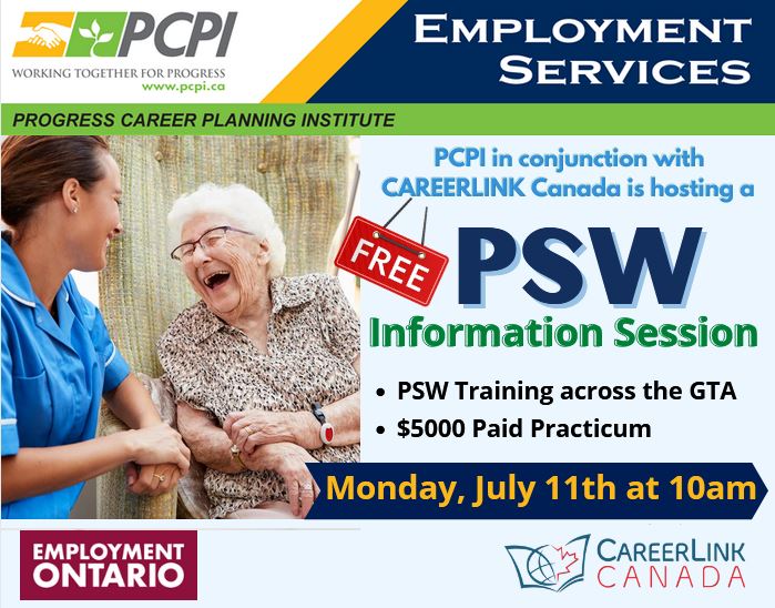 PCPIcareer's tweet photo. #PCPI in conjunction with #CAREERLINK Canada is hosting a PSW Information Session
Date: July 11, 2022 at 10am
Click Here to Register --> : https://t.co/8gwinYHB07
https://t.co/WNb1LfTPjY https://t.co/s8e0SctKBG
