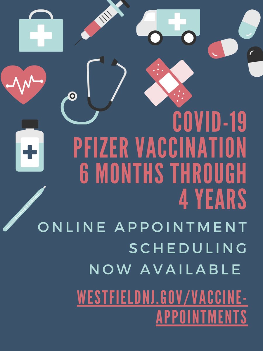 TownOfWestfield's tweet photo. On Thursday, June 30, the Westfield Regional Health Department will be offering its first COVID vaccination clinic from 2:00 - 6:00 PM for children ages 6 mos - 4 yrs. 

An online appointment is required, and can be made at https://t.co/6FLbKZEpyn as availability permits. https://t.co/imAX2nk2Sr
