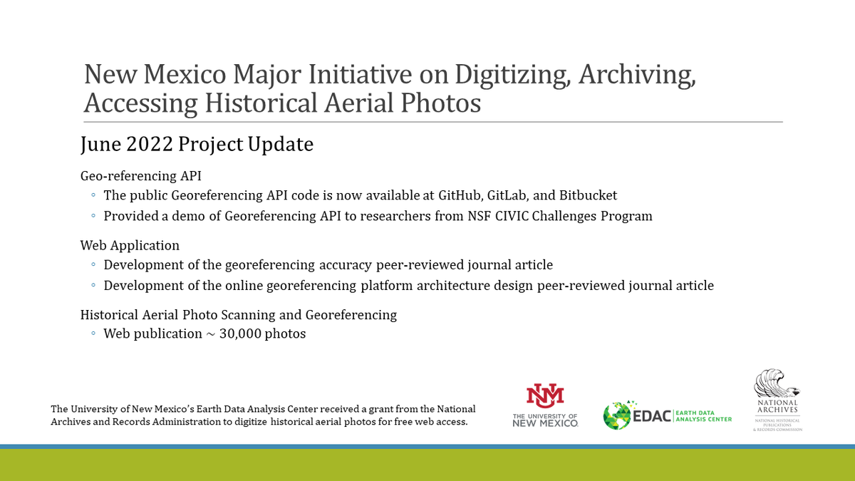 NARA Project Update: May &amp; June 2022 
<a href="/UNM/">Univ. of New Mexico</a>, <a href="/NHPRC/">NHPRC</a>

  #historical #aerialphotos #NewMexico  #archives