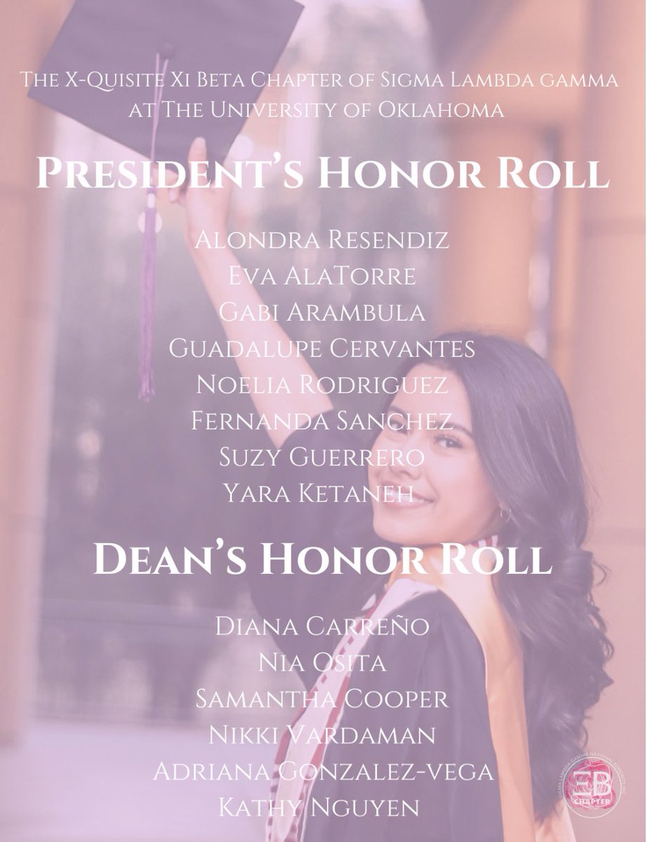 OUGammas's tweet image. The Xi Beta chapter would like to congratulate and recognize our siblings who made the President’s and Dean’s honor roll for the Spring 2022 semester. We acknowledge your hard work and perseverance and cannot wait to see what’s next in store!✨

#gammasgraduate