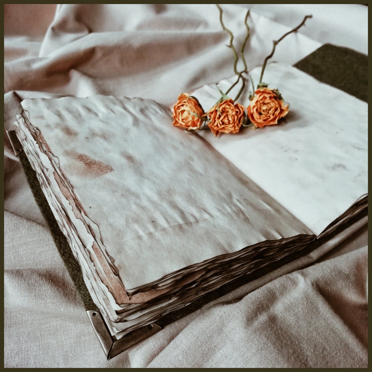 ViktorijaArts's tweet photo. [LT] 📖 Užrašų knygelė veltinio audinio viršeliu. Sendintas popierius ir metaliniai papuošimai. A6 🌼 

[ENG] 📖 Notebook with a cover made from felt fabric. Handmade vintage paper and metal decorations. A6 🌼

#code_DAISY #bookbinding #handmade #art #artist #lithuania #lietuva https://t.co/KWNSAWW8uj