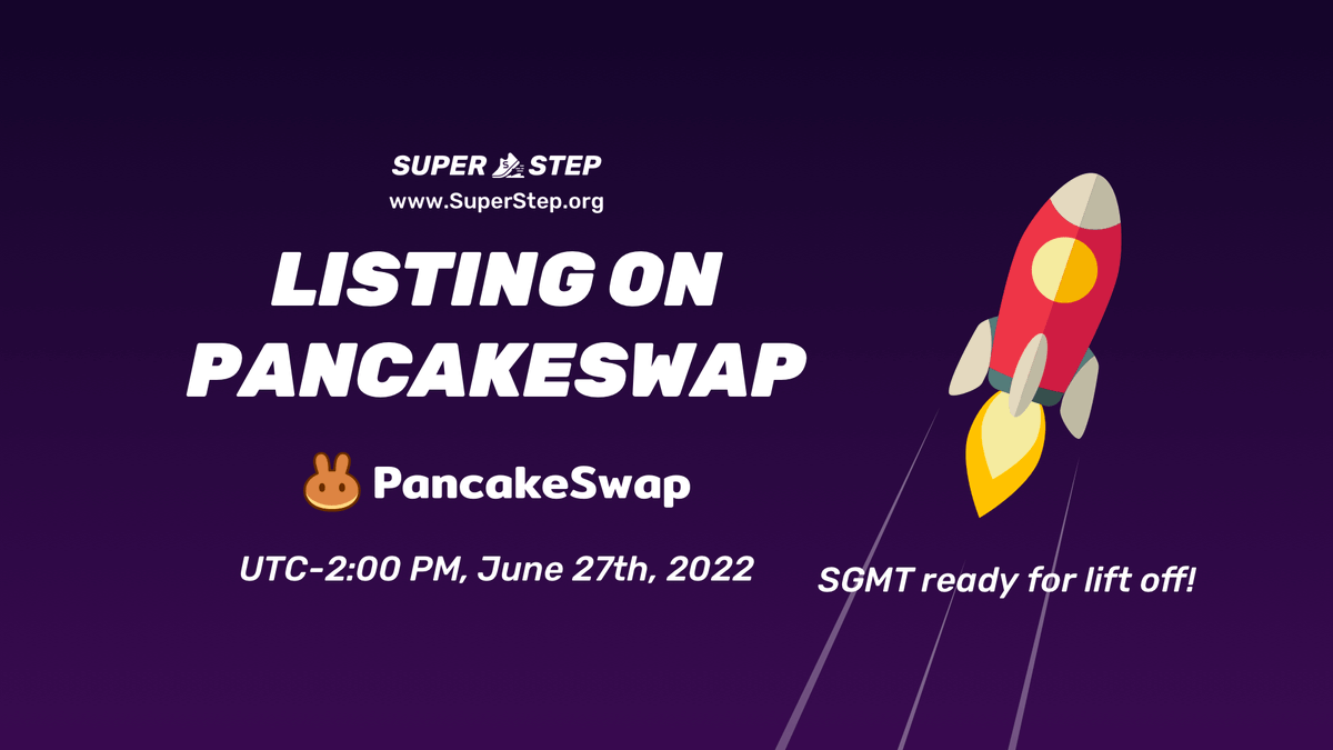 SuperStep (@superstepo) on Twitter photo Hi everyone, #SGMT has been listed on <a href="/PancakeSwap/">PancakeSwap</a> , To the moon🚀🚀🚀
Buy Now👉 pancakeswap.finance/swap?outputCur…
Remember you can stake SGMT to earn rewards🥳🥳🥳
superstep.org/staking Hi everyone, #SGMT has been listed on <a href="/PancakeSwap/">PancakeSwap</a> , To the moon🚀🚀🚀
Buy Now👉 pancakeswap.finance/swap?outputCur…
Remember you can stake SGMT to earn rewards🥳🥳🥳
superstep.org/staking