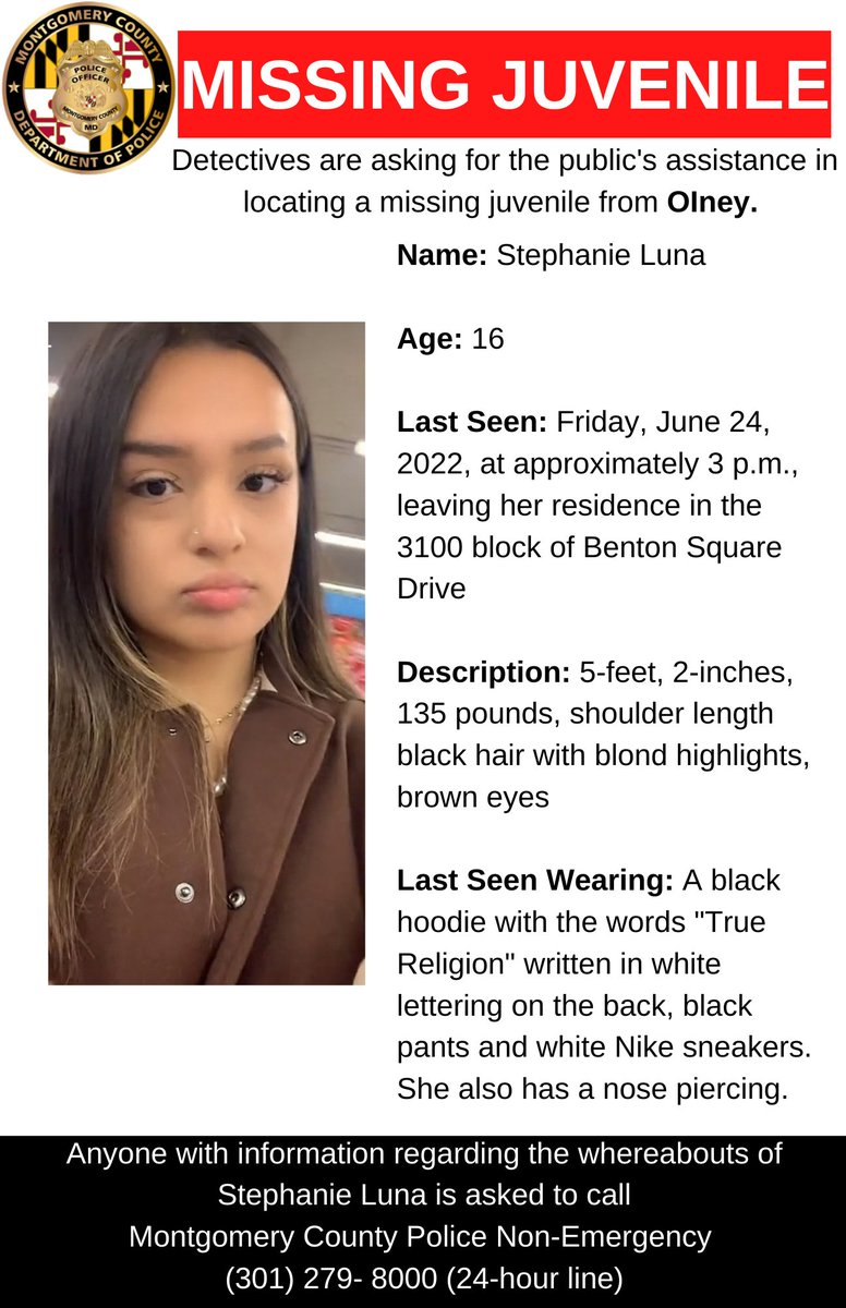 Concern for Missing 16-Year-Old

www2.montgomerycountymd.gov/mcgportalapps/…

#mcpnews #missingperson
