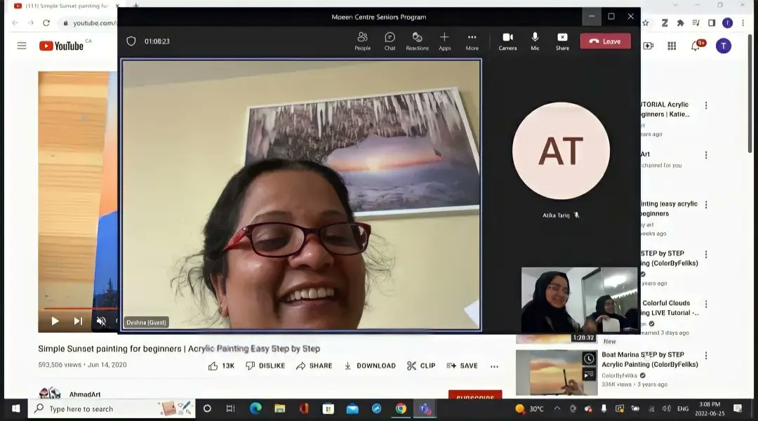 MoeenCentre's tweet image. In the senior program, we learned how to paint mountains and flowers. Seniors who are interested in participating can complete the form on the Moeen Centre website. #moeen #seniorprogram #Funtime #moeencentre