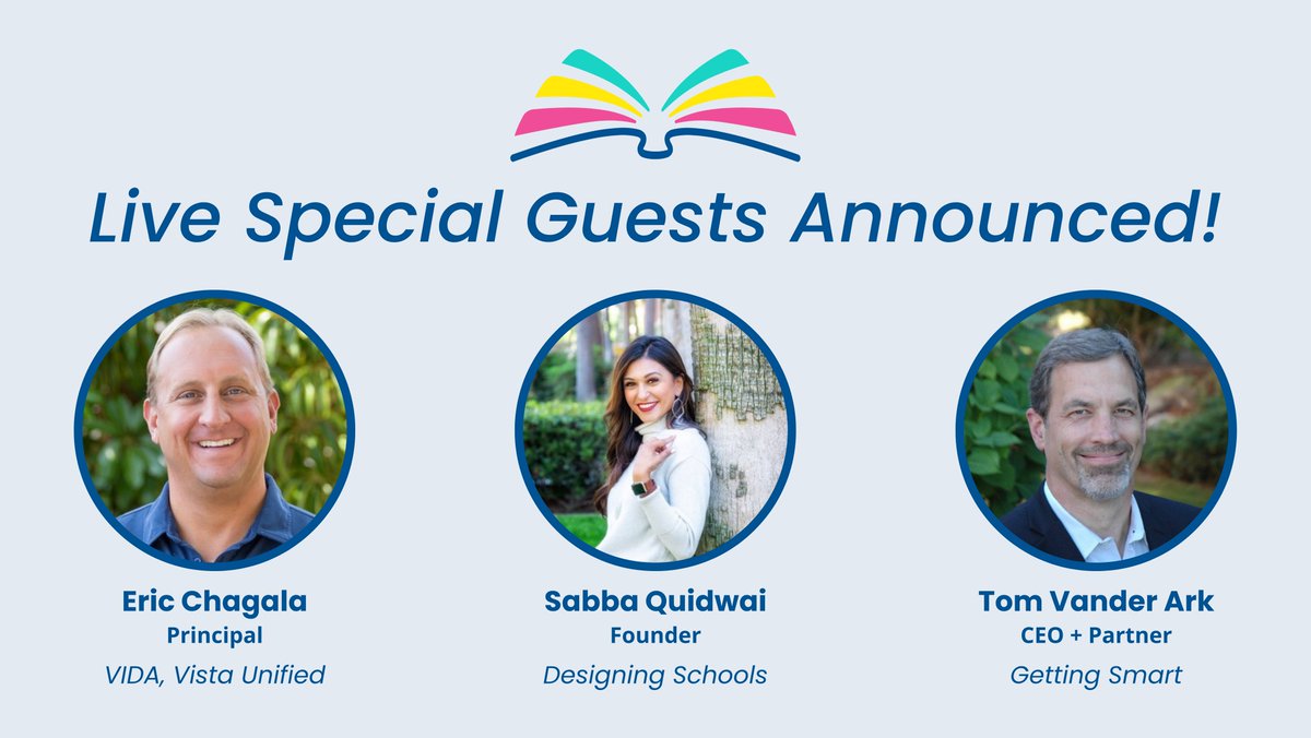 LCCollaborative's tweet photo. We are THRILLED to announce our special guest lineup for the Learner-Centered Collaborative Book Club starting July 7🚀📚

@drchagala @askMsQ &amp; @tvanderark, alongside @dvodicka will dive into key themes in Learner-Centered Leadership💡

Register at: https://t.co/Fe8i1hDPk6 https://t.co/jvHqg8ARjW