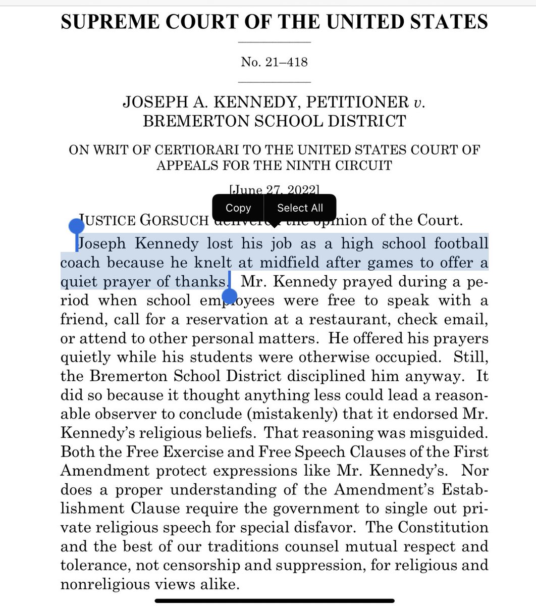 radleybalko's tweet photo. There’s a mile-wide gap between how the court’s conservatives describe what the coach in Bremerton was doing, and what he was actually doing.

https://t.co/XCDdsw4Fhs… https://t.co/o2zL3Uejae