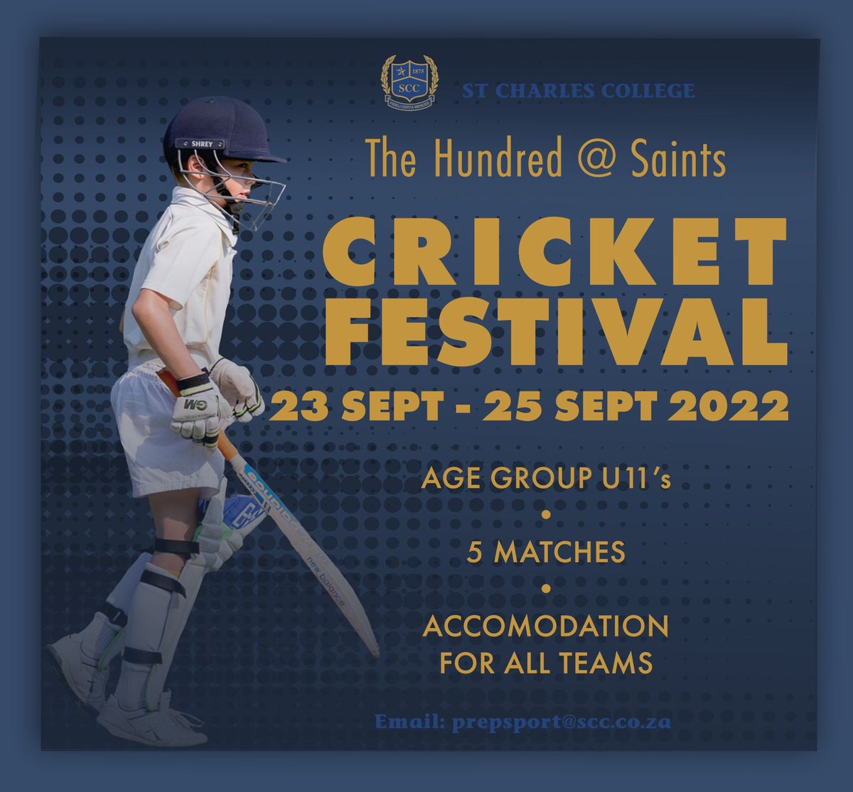This is definitely something your school doesn't want to miss out on!! 

<a href="/Saints_Sport/">St Charles College</a> is hosting an U11 Cricket Festival 🏏 For more information, please contact Gregg: prepsport@scc.co.za or Divan at sportsmarketing@scc.co.za for more information.

#pegasuspublishing