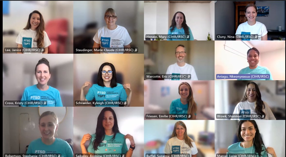 CIHR_INMHA's tweet photo. Today is #PTSDAwarenessDay and @CIHR_IRSC #INMHA staff #WearTeal to help get #PTSDStigmaOutUnderstandingIn
@CIPSRT_ICRTSP https://t.co/qjk2GCnFjt