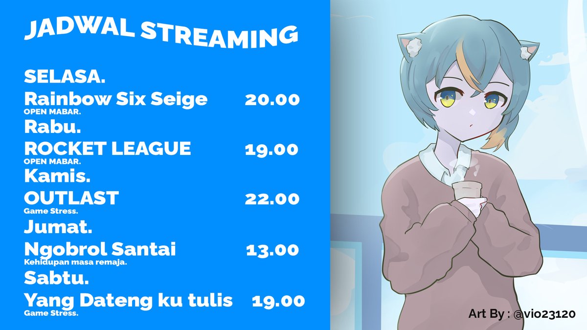 Putramehara's tweet photo. Jadwal Live Streaming tanggal 28 Juni - 2 Juli 2022 

Untuk Hashtags:
General: #Putramehara
Fanart: #putraart
Live: #Putralive 

#Vtuber https://t.co/641jHnYMi5