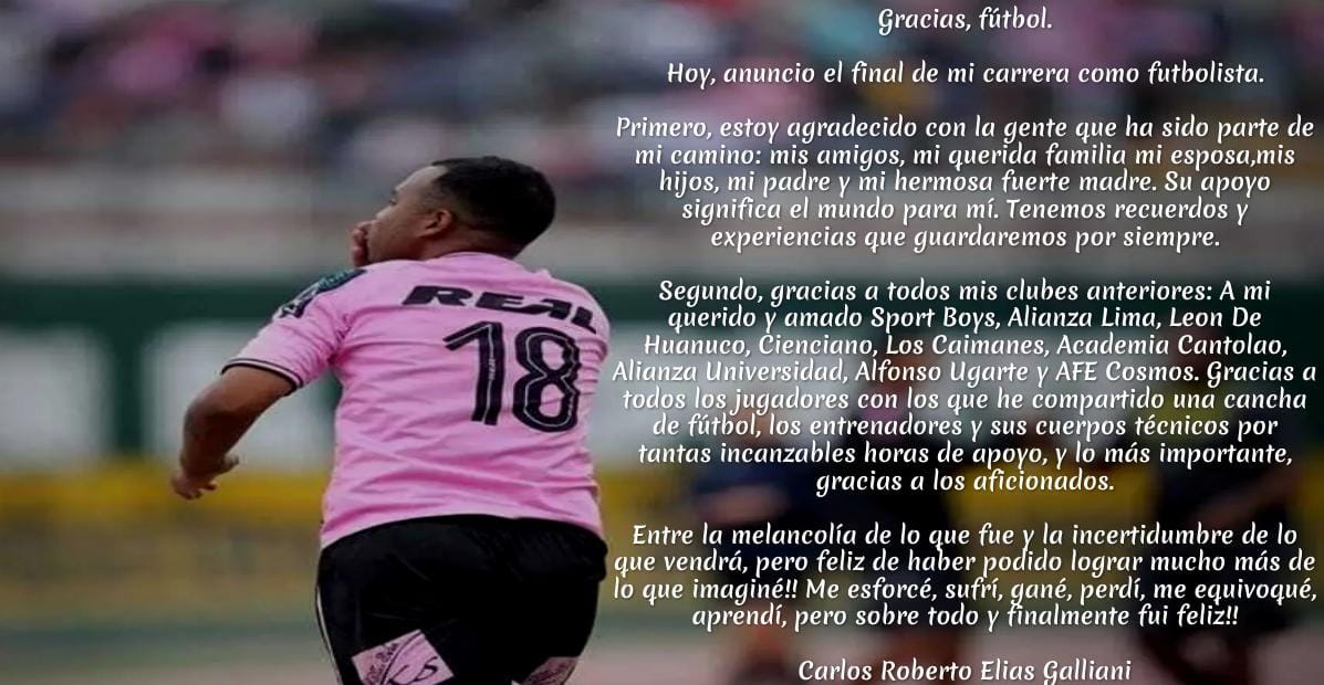 GRACIAS Y ADIOS FUTBOL ⚽
 
Fueron 16 años de carrera y hoy le pongo fin a este lindo deporte. Gracias a todos ⚽