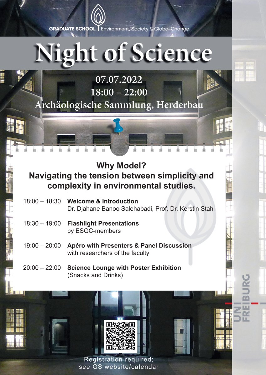 Save the date! Our annual Night of Science is taking place on July 7.

We are pleased to present you with the programme of the Night of Science.

Don't forget to register: gs.esgc.uni-freiburg.de/graduate-schoo…