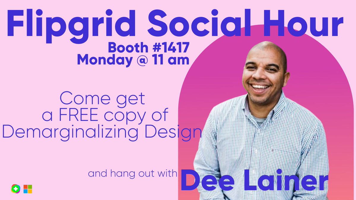 jessxbo's tweet photo. Hey #ISTELive, come hang out with the unparalleled @deelanier and snag a FREE copy of his inspiring book Demarginalizing Design at the @flipgrid booth #1417.
Keep a look out for other inspiring authors and partners at the booth throughout the week! 💚
#iste22 #flipfest https://t.co/lseSdsBWrk