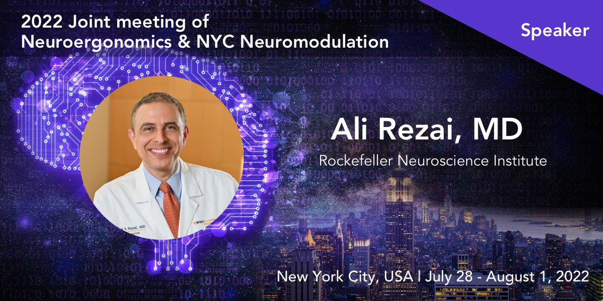 Neuroergonomics Conference (@neuroergoconf) on Twitter photo Dr. Ali Rezai <a href="/DoctorAliRezai/">Ali Rezai, MD</a> from <a href="/WVURNI/">WVU Rockefeller Neuroscience Institute</a> <a href="/WVUMedicine/">WVU Medicine</a>
will be speaking on "Neuromodulation for addiction" in session 2 of #2022NNN.
See the complete program here: neuromodec.org/neuroergonomic… Dr. Ali Rezai <a href="/DoctorAliRezai/">Ali Rezai, MD</a> from <a href="/WVURNI/">WVU Rockefeller Neuroscience Institute</a> <a href="/WVUMedicine/">WVU Medicine</a>
will be speaking on "Neuromodulation for addiction" in session 2 of #2022NNN.
See the complete program here: neuromodec.org/neuroergonomic…