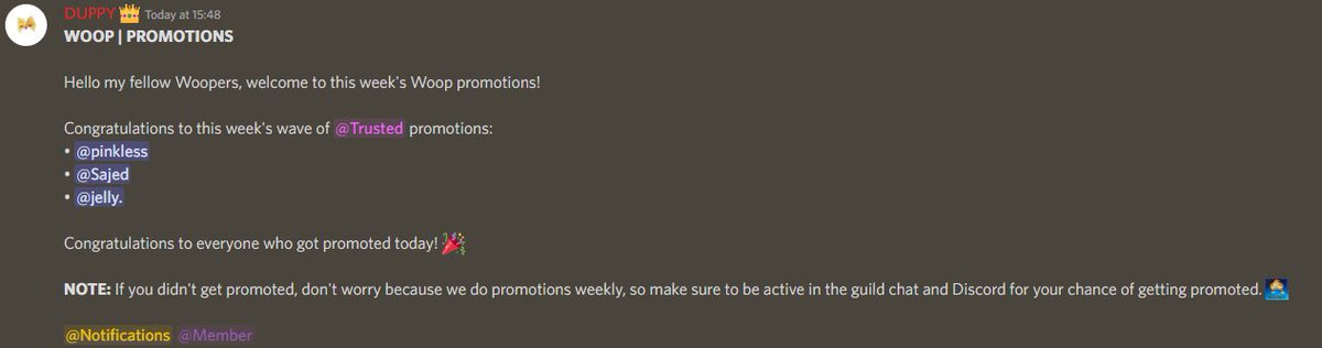 WoopGuild's tweet photo. Congratulations to pinkful, Saajed and Jwlly on receiving trusted this week! 🥳 https://t.co/yz1eL5MLWL