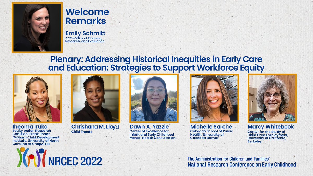The opening plenary of #NRCEC2022 is about to begin! Learn about addressing historical inequities in #ECE. The session features work from <a href="/ChildTrends/">Child Trends</a>, <a href="/iecmhc/">Infant Early Childhood Mental Health Consultation</a>, <a href="/ColoradoSPH/">ColoradoSPH</a>, and <a href="/CSCCEUCB/">CSCCE at UC Berkeley</a>. #Equity