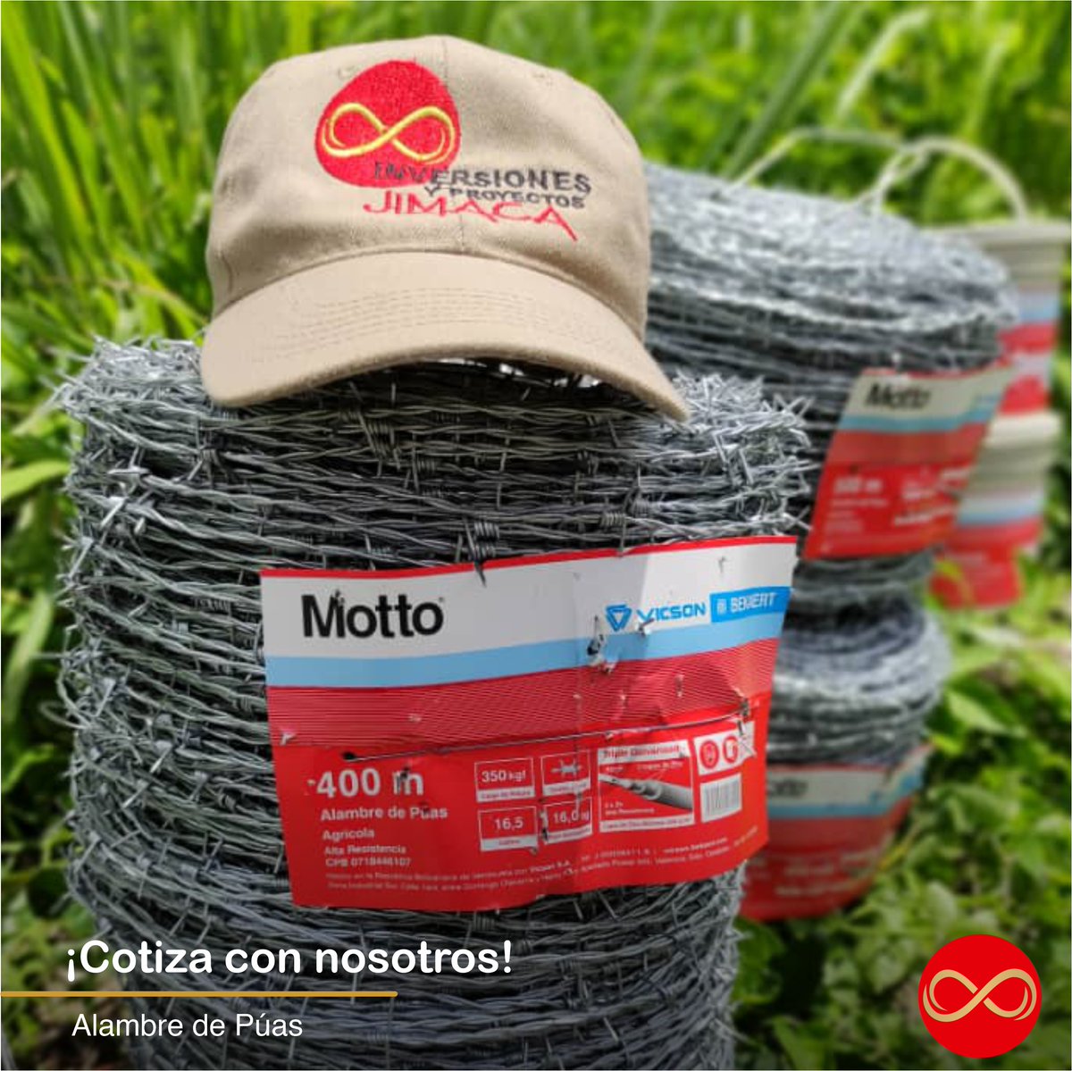 jimacaca's tweet photo. Ventas al mayor y al detal. Alambre con Puas #Motto500, calibre 15, longitud 500mts, ideal para uso agropecuario. Acero triple galvanizado fabricado por #Bekaert en #Venezuela, #Vicson es la marca que le garantizaz calidad y rendimiento al productor venezolano. 📱04245091010 https://t.co/p1fRpbjokF