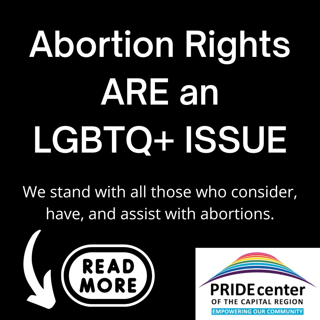 The Pride Center of the Capital Region stands with our community. We are aware that abortion rights are an LGBTQ+ issue and are prepared to stand tall once the Supreme Court comes knocking on the door of LGBTQ+ rights. 

Writing by Center Intern Meagon Nolasco